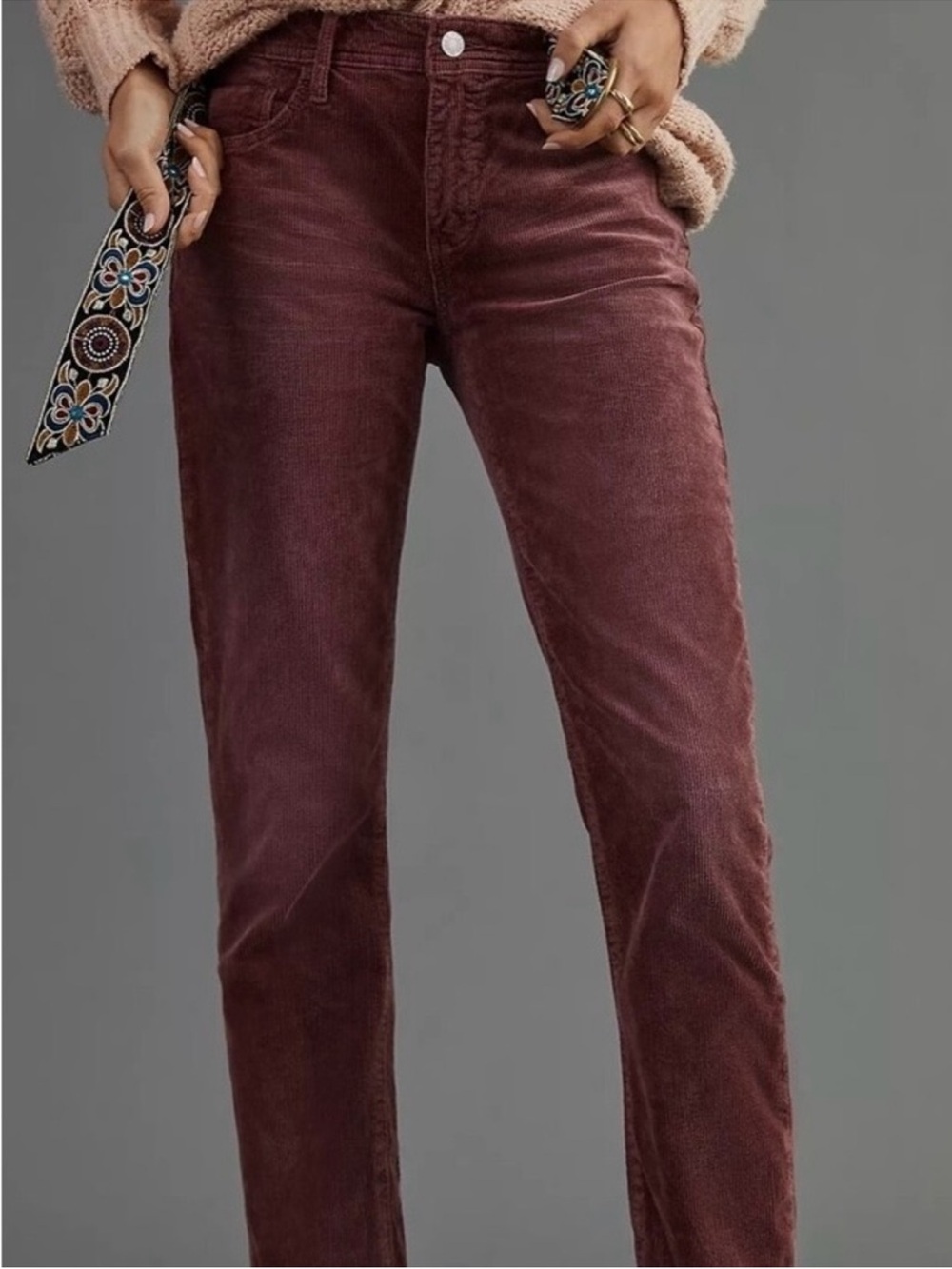Pilcro| Anthropologie| Wine Straight-Leg ‘Boyfriend’ Soft Corduroy Jeans Sz 27